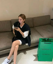 オーバーニットベスト&シャツ2点セット 2色展開 mirror me