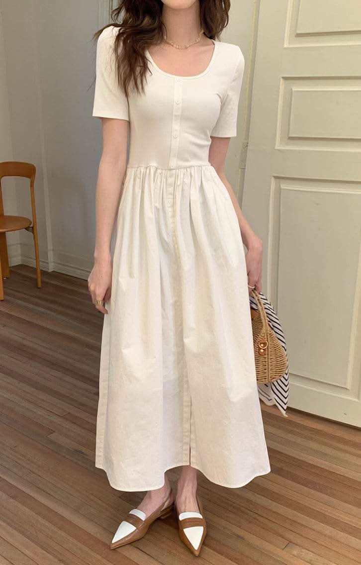 【動画あり】半袖ボタン切り替えフレアワンピース 2色展開 - select store mirror me【動画あり】半袖ボタン切り替えフレアワンピース 2色展開201806392mirror meselect store mirror me201806392ホワイトS