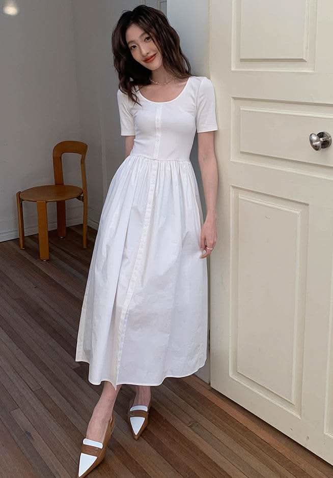 【動画あり】半袖ボタン切り替えフレアワンピース 2色展開 - select store mirror me【動画あり】半袖ボタン切り替えフレアワンピース 2色展開201806392mirror meselect store mirror me201806392ホワイトS