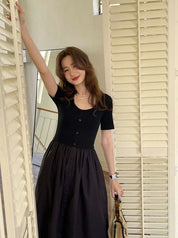 【動画あり】半袖ボタン切り替えフレアワンピース 2色展開 - select store mirror me【動画あり】半袖ボタン切り替えフレアワンピース 2色展開201806392mirror meselect store mirror me201806392ホワイトS