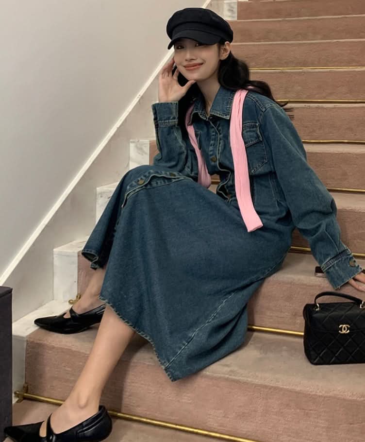 ウォッシュデニムロングフレアワンピース 2色展開 - select store mirror meウォッシュデニムロングフレアワンピース 2色展開201886658mirror meselect store mirror me201886658ライトブルーS