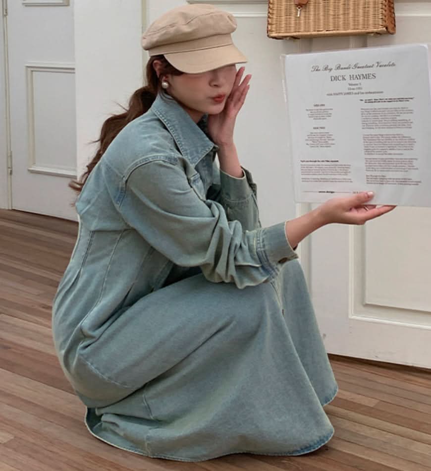 ウォッシュデニムロングフレアワンピース 2色展開 - select store mirror meウォッシュデニムロングフレアワンピース 2色展開201886658mirror meselect store mirror me201886658ライトブルーS