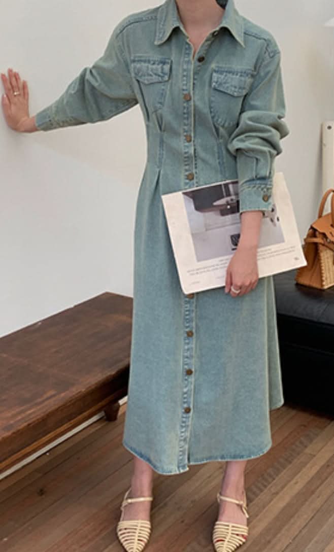 ウォッシュデニムロングフレアワンピース 2色展開 - select store mirror meウォッシュデニムロングフレアワンピース 2色展開201886658mirror meselect store mirror me201886658ライトブルーS