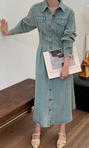 ウォッシュデニムロングフレアワンピース 2色展開 - select store mirror meウォッシュデニムロングフレアワンピース 2色展開201886658mirror meselect store mirror me201886658ライトブルーS