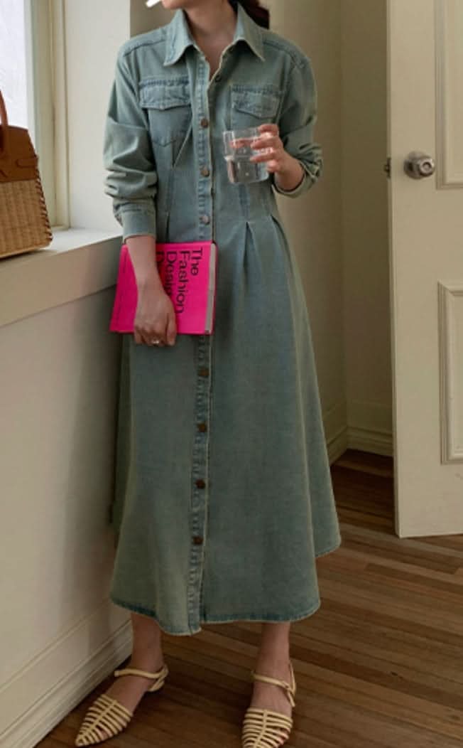 ウォッシュデニムロングフレアワンピース 2色展開 - select store mirror meウォッシュデニムロングフレアワンピース 2色展開201886658mirror meselect store mirror me201886658ライトブルーS