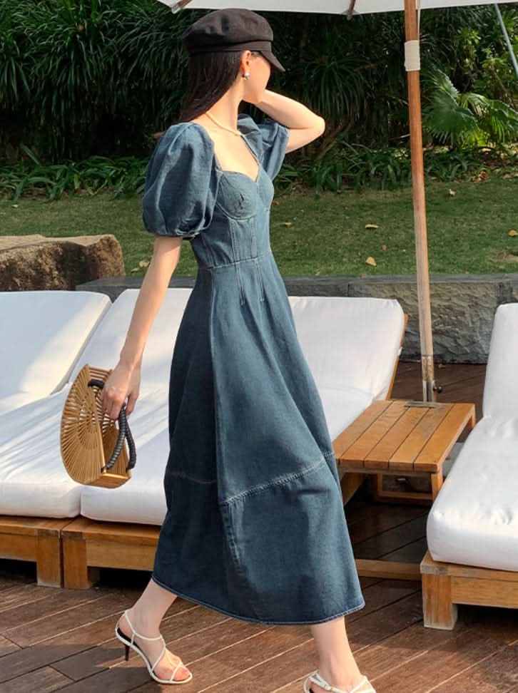 デニムパフスリーブ切り替えフレアワンピース 2色展開 - select store mirror meデニムパフスリーブ切り替えフレアワンピース 2色展開202408703mirror meselect store mirror me202408703ライトブルーS