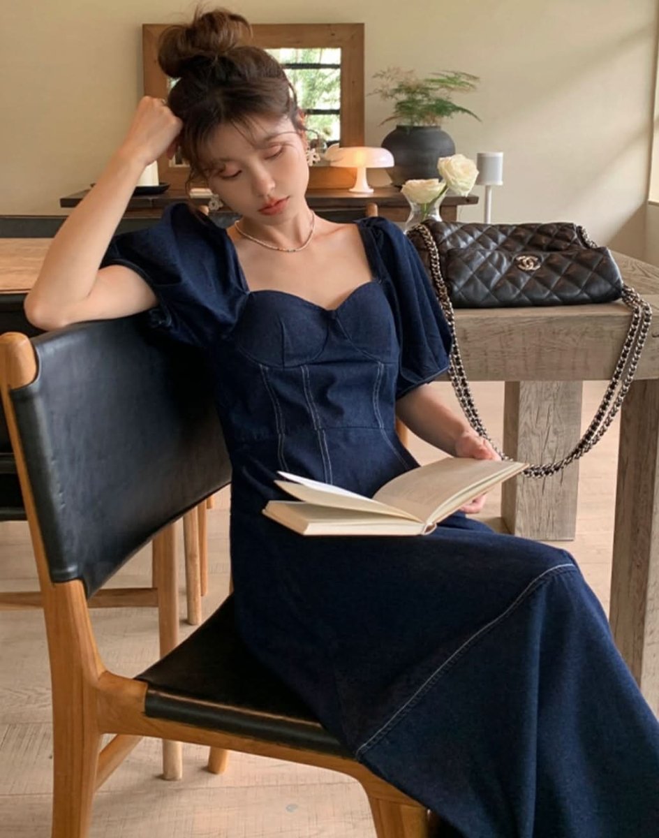 デニムパフスリーブ切り替えフレアワンピース 2色展開 - select store mirror meデニムパフスリーブ切り替えフレアワンピース 2色展開202408703mirror meselect store mirror me202408703ライトブルーS