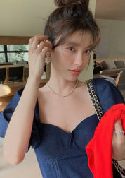 デニムパフスリーブ切り替えフレアワンピース 2色展開 - select store mirror meデニムパフスリーブ切り替えフレアワンピース 2色展開202408703mirror meselect store mirror me202408703ライトブルーS