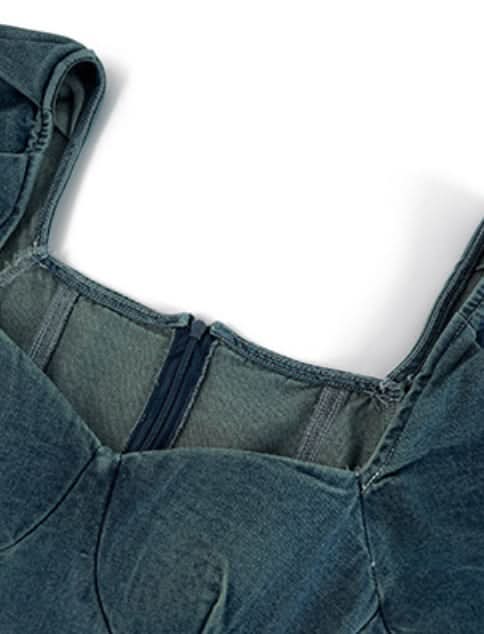 デニムパフスリーブ切り替えフレアワンピース 2色展開 - select store mirror meデニムパフスリーブ切り替えフレアワンピース 2色展開202408703mirror meselect store mirror me202408703ライトブルーS