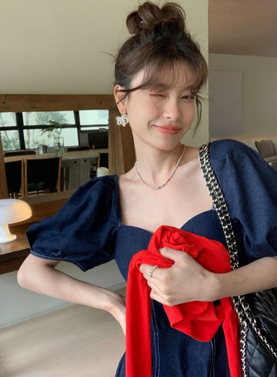 デニムパフスリーブ切り替えフレアワンピース 2色展開 - select store mirror meデニムパフスリーブ切り替えフレアワンピース 2色展開202408703mirror meselect store mirror me202408703ライトブルーS