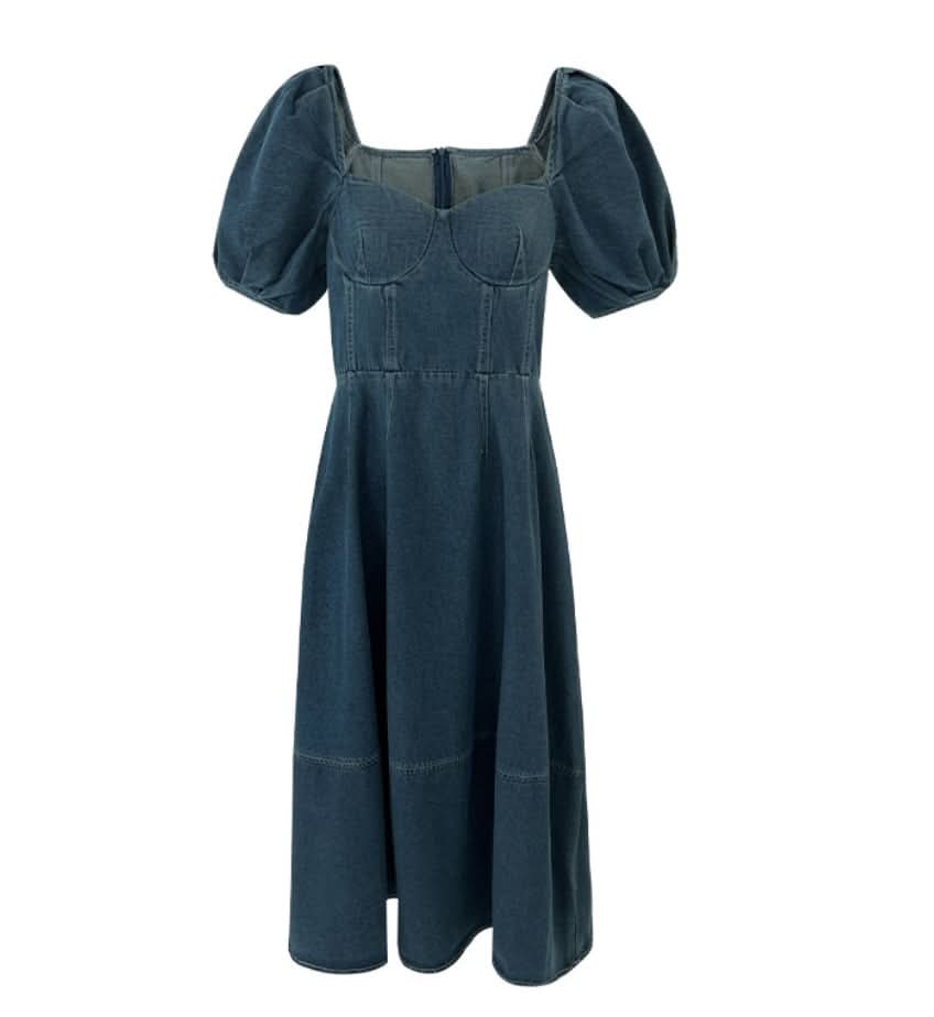 デニムパフスリーブ切り替えフレアワンピース 2色展開 - select store mirror meデニムパフスリーブ切り替えフレアワンピース 2色展開202408703mirror meselect store mirror me202408703ライトブルーS