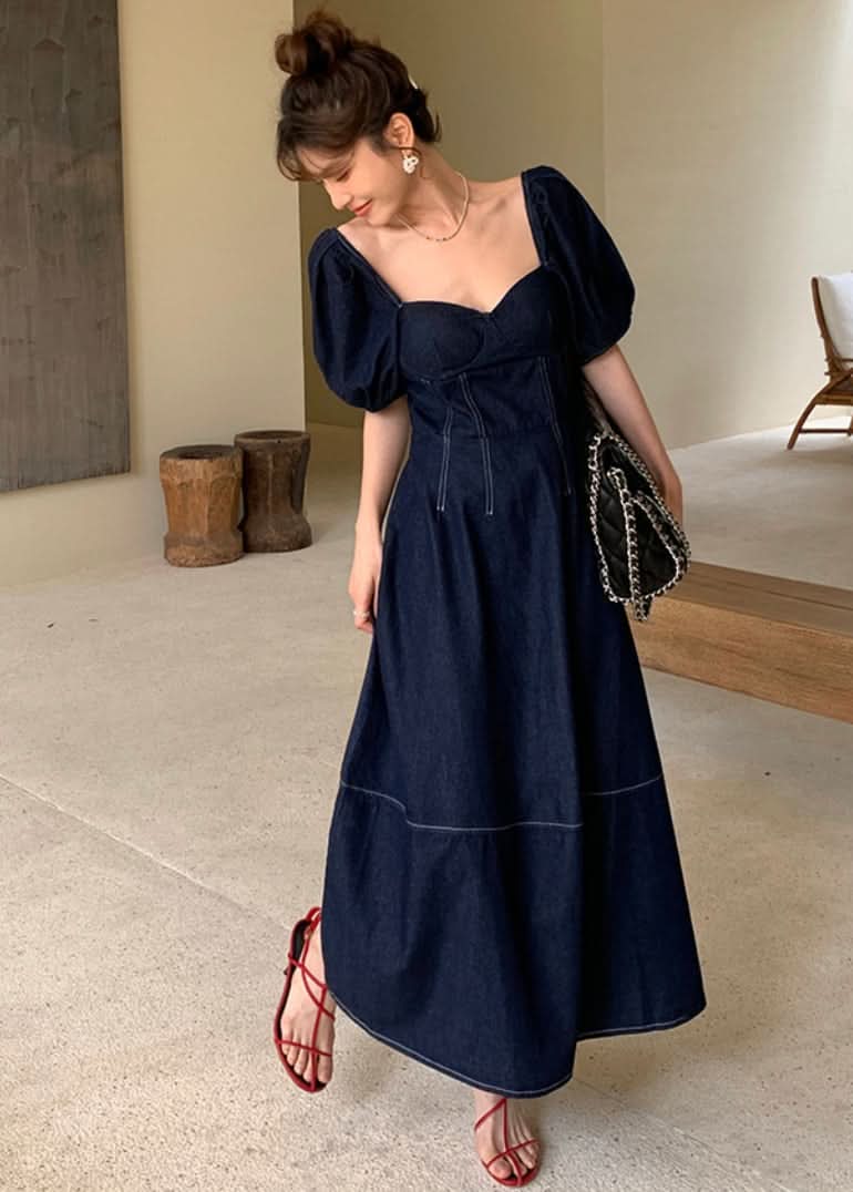 デニムパフスリーブ切り替えフレアワンピース 2色展開 - select store mirror meデニムパフスリーブ切り替えフレアワンピース 2色展開202408703mirror meselect store mirror me202408703ライトブルーS