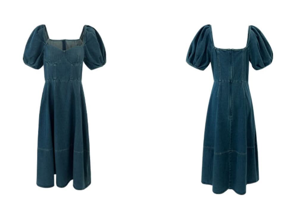 デニムパフスリーブ切り替えフレアワンピース 2色展開 - select store mirror meデニムパフスリーブ切り替えフレアワンピース 2色展開202408703mirror meselect store mirror me202408703ライトブルーS