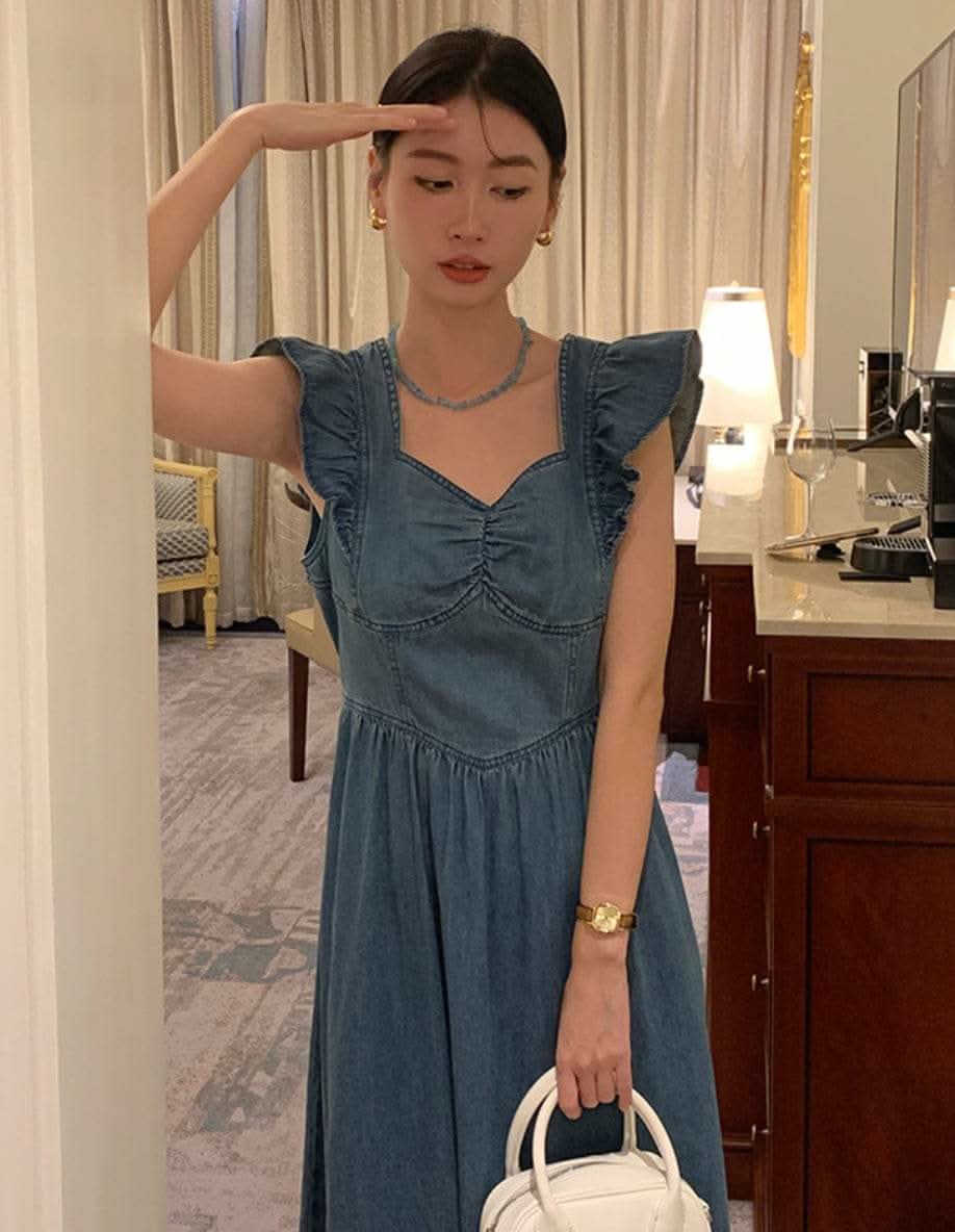 【動画あり】バックリボンデニムフレアショルダーワンピース 2色展開 - select store mirror me【動画あり】バックリボンデニムフレアショルダーワンピース 2色展開206551216mirror meselect store mirror me206551216ライトブルーS