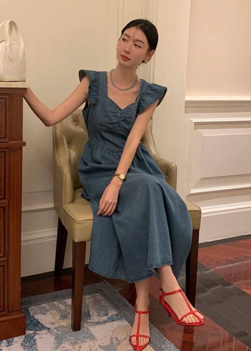 【動画あり】バックリボンデニムフレアショルダーワンピース 2色展開 - select store mirror me【動画あり】バックリボンデニムフレアショルダーワンピース 2色展開206551216mirror meselect store mirror me206551216ライトブルーS