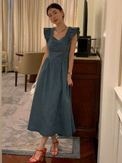 【動画あり】バックリボンデニムフレアショルダーワンピース 2色展開 - select store mirror me【動画あり】バックリボンデニムフレアショルダーワンピース 2色展開206551216mirror meselect store mirror me206551216ライトブルーS