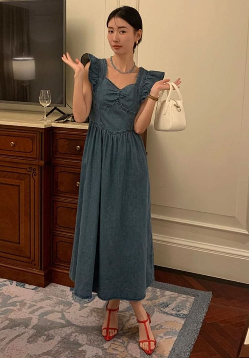 【動画あり】バックリボンデニムフレアショルダーワンピース 2色展開 - select store mirror me【動画あり】バックリボンデニムフレアショルダーワンピース 2色展開206551216mirror meselect store mirror me206551216ライトブルーS