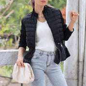 <インスタグラマー様ご愛用><即納在庫あり>待望の再入荷【動画あり】【高品質】ホワイトダックダウンぺプラム切り替えダウンジャケット 2色展開 mirror me