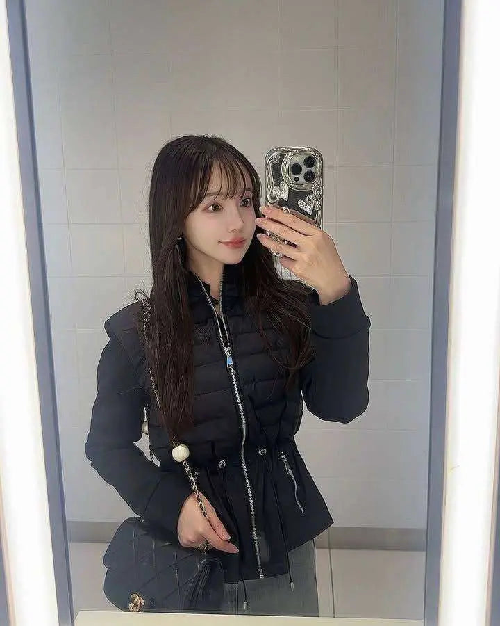 <インスタグラマー様ご愛用><即納在庫あり>待望の再入荷【動画あり】【高品質】ホワイトダックダウンぺプラム切り替えダウンジャケット 2色展開 mirror me