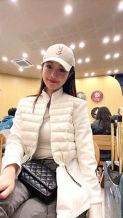 <インスタグラマー様ご愛用><即納在庫あり>待望の再入荷【動画あり】【高品質】ホワイトダックダウンぺプラム切り替えダウンジャケット 2色展開 mirror me