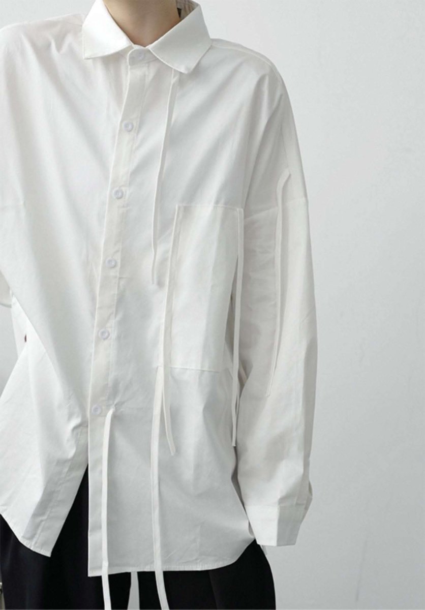 【サイズ展開豊富】アシンメトリーデザイン華奢リボンユニークシャツ 2色展開 - select store mirror me【サイズ展開豊富】アシンメトリーデザイン華奢リボンユニークシャツ 2色展開91329790mirror meselect store mirror me91329790ホワイト S