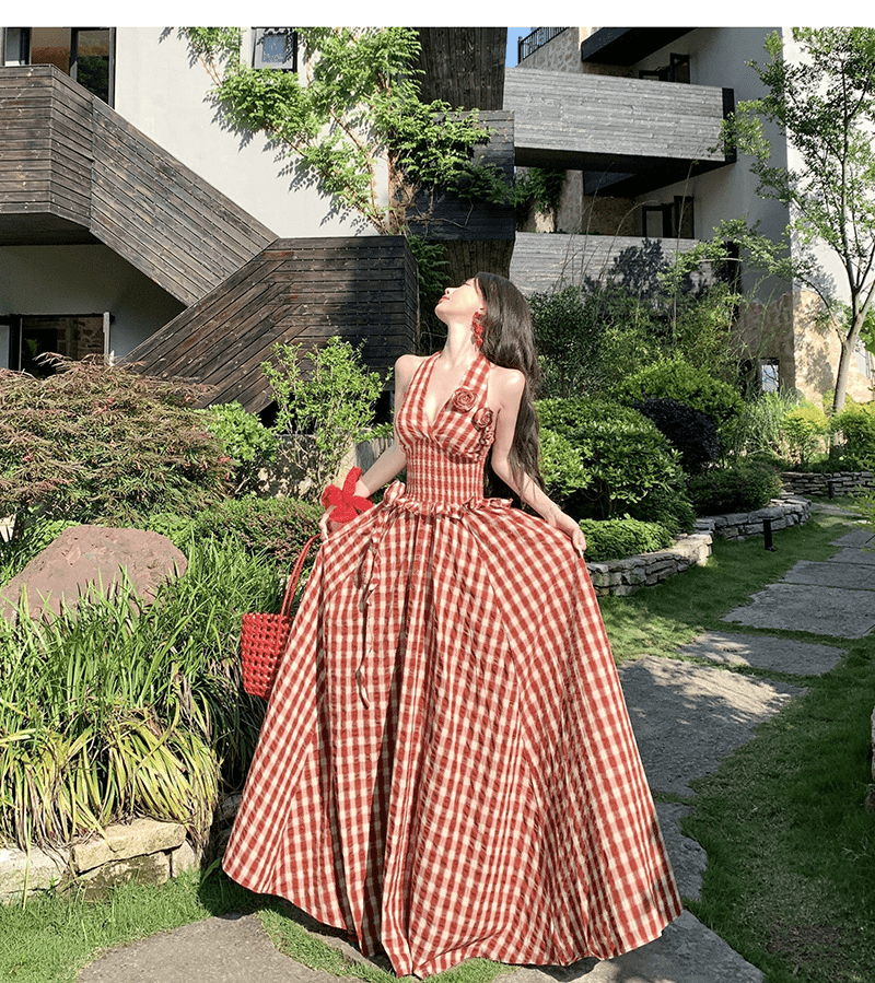【2025春夏新作】【動画あり】ホルターネック ギンガムチェック ロングワンピース - select store mirror me【2025春夏新作】【動画あり】ホルターネック ギンガムチェック ロングワンピースselect store mirror meselect store mirror meS