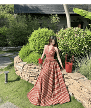 【2025春夏新作】【動画あり】ホルターネック ギンガムチェック ロングワンピース - select store mirror me【2025春夏新作】【動画あり】ホルターネック ギンガムチェック ロングワンピースselect store mirror meselect store mirror meS