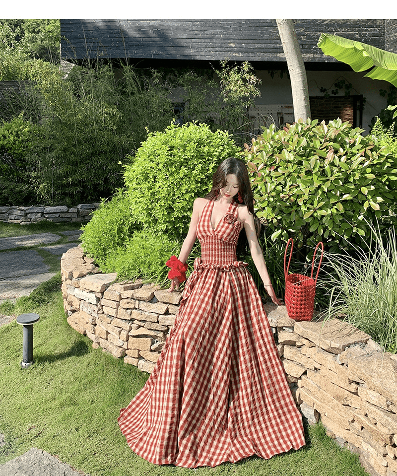 【2025春夏新作】【動画あり】ホルターネック ギンガムチェック ロングワンピース - select store mirror me【2025春夏新作】【動画あり】ホルターネック ギンガムチェック ロングワンピースselect store mirror meselect store mirror meS