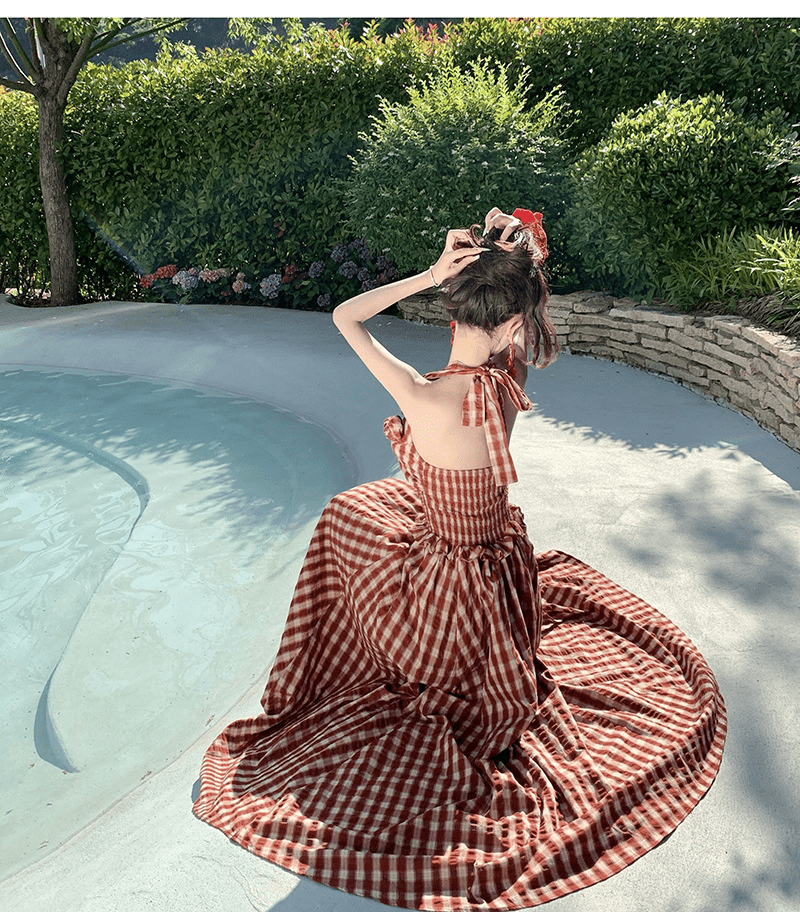 【2025春夏新作】【動画あり】ホルターネック ギンガムチェック ロングワンピース - select store mirror me【2025春夏新作】【動画あり】ホルターネック ギンガムチェック ロングワンピースselect store mirror meselect store mirror meS