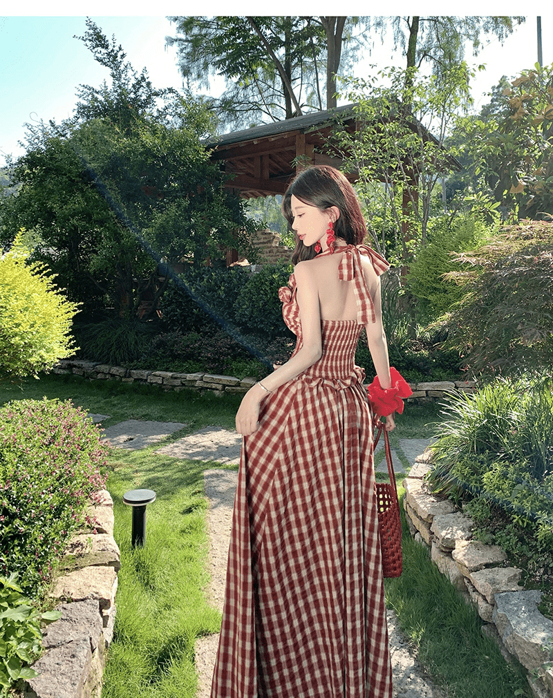 【2025春夏新作】【動画あり】ホルターネック ギンガムチェック ロングワンピース - select store mirror me【2025春夏新作】【動画あり】ホルターネック ギンガムチェック ロングワンピースselect store mirror meselect store mirror meS