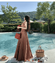 【2025春夏新作】【動画あり】ホルターネック ギンガムチェック ロングワンピース - select store mirror me【2025春夏新作】【動画あり】ホルターネック ギンガムチェック ロングワンピースselect store mirror meselect store mirror meS