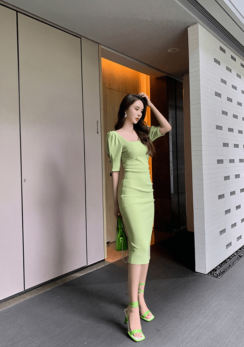 【2025春夏新作】パフスリーブ&タイトライン ワンピース - select store mirror me【2025春夏新作】パフスリーブ&タイトライン ワンピースselect store mirror meselect store mirror meS