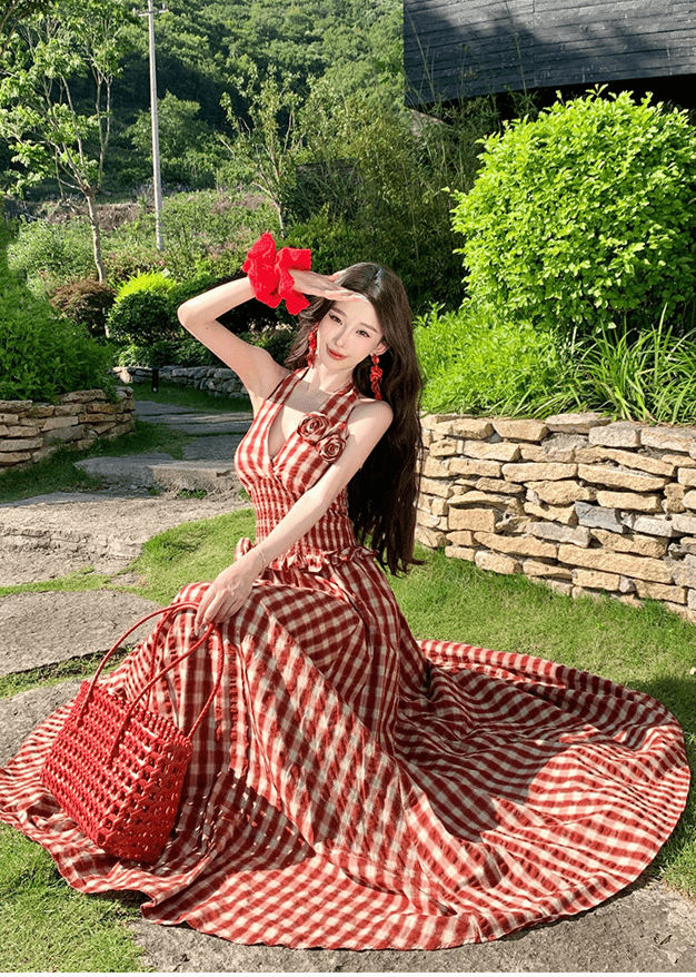 【2025春夏新作】【動画あり】ホルターネック ギンガムチェック ロングワンピース - select store mirror me【2025春夏新作】【動画あり】ホルターネック ギンガムチェック ロングワンピースselect store mirror meselect store mirror meS