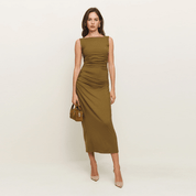 【2025春夏新作】ギャザーロングワンピース  - select store mirror me【2025春夏新作】ギャザーロングワンピース select store mirror meselect store mirror meオリーブXS