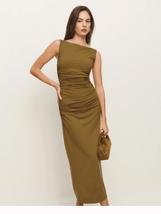 【2025春夏新作】ギャザーロングワンピース  - select store mirror me【2025春夏新作】ギャザーロングワンピース select store mirror meselect store mirror meオリーブXS