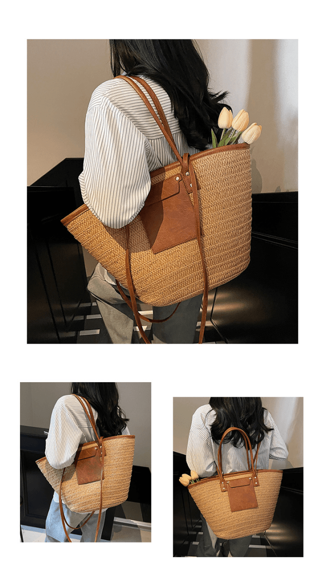 【2025春夏新作】大きめ麦わら風トートバッグ 2色展開 - select store mirror me【2025春夏新作】大きめ麦わら風トートバッグ 2色展開select store mirror meselect store mirror meカーキ
