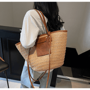 【2025春夏新作】大きめ麦わら風トートバッグ 2色展開 - select store mirror me【2025春夏新作】大きめ麦わら風トートバッグ 2色展開select store mirror meselect store mirror meカーキ