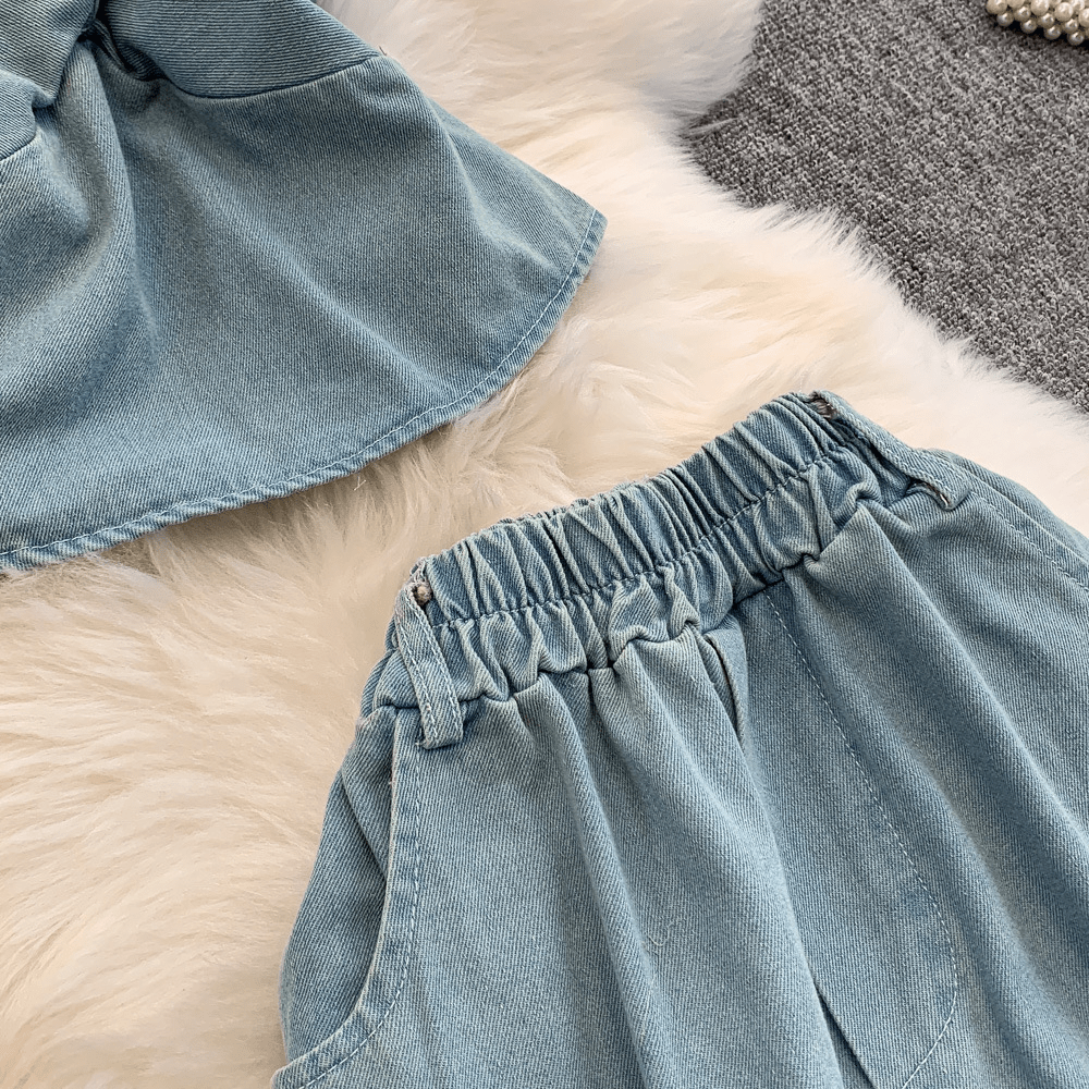 【2025春夏新作】デニムライク ホルターネックトップス&ワイドパンツセットアップ【2色展開】 - select store mirror me【2025春夏新作】デニムライク ホルターネックトップス&ワイドパンツセットアップ【2色展開】select store mirror meselect store mirror meライトブルーS