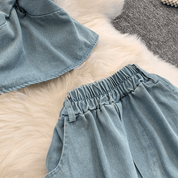 【2025春夏新作】デニムライク ホルターネックトップス&ワイドパンツセットアップ【2色展開】 - select store mirror me【2025春夏新作】デニムライク ホルターネックトップス&ワイドパンツセットアップ【2色展開】select store mirror meselect store mirror meライトブルーS