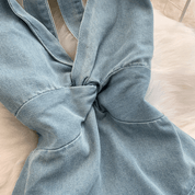 【2025春夏新作】デニムライク ホルターネックトップス&ワイドパンツセットアップ【2色展開】 - select store mirror me【2025春夏新作】デニムライク ホルターネックトップス&ワイドパンツセットアップ【2色展開】select store mirror meselect store mirror meライトブルーS