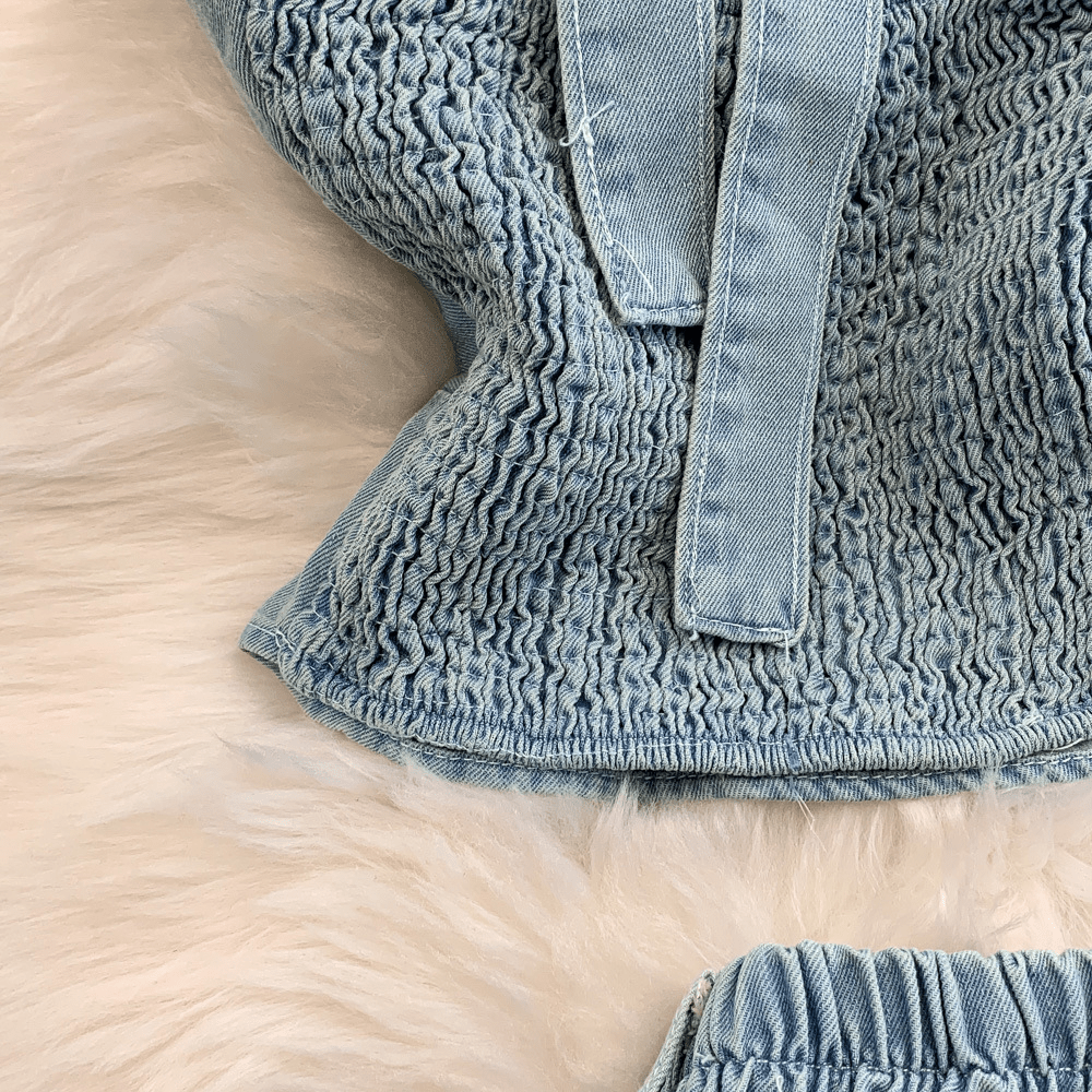 【2025春夏新作】デニムライク ホルターネックトップス&ワイドパンツセットアップ【2色展開】 - select store mirror me【2025春夏新作】デニムライク ホルターネックトップス&ワイドパンツセットアップ【2色展開】select store mirror meselect store mirror meライトブルーS