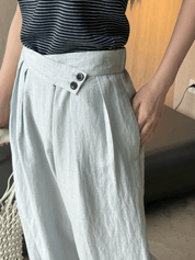 【2025春夏新作】ハイウエストデザインナチュラルワイドパンツ 2色展開 - select store mirror me【2025春夏新作】ハイウエストデザインナチュラルワイドパンツ 2色展開select store mirror meselect store mirror meブルーS