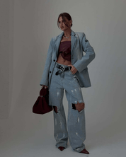 【2025春夏新作】クラッシュダメージ デニムパンツ【2色展開】 - select store mirror me【2025春夏新作】クラッシュダメージ デニムパンツ【2色展開】select store mirror meselect store mirror meグレーS