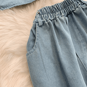 【2025春夏新作】デニムライク ホルターネックトップス&ワイドパンツセットアップ【2色展開】 - select store mirror me【2025春夏新作】デニムライク ホルターネックトップス&ワイドパンツセットアップ【2色展開】select store mirror meselect store mirror meライトブルーS