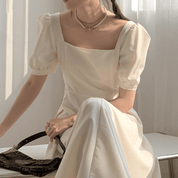 【2025春夏新作】フレンチクラシック・スクエアネックパフスリーブワンピース 2色展開 - select store mirror me【2025春夏新作】フレンチクラシック・スクエアネックパフスリーブワンピース 2色展開select store mirror meselect store mirror meホワイトS