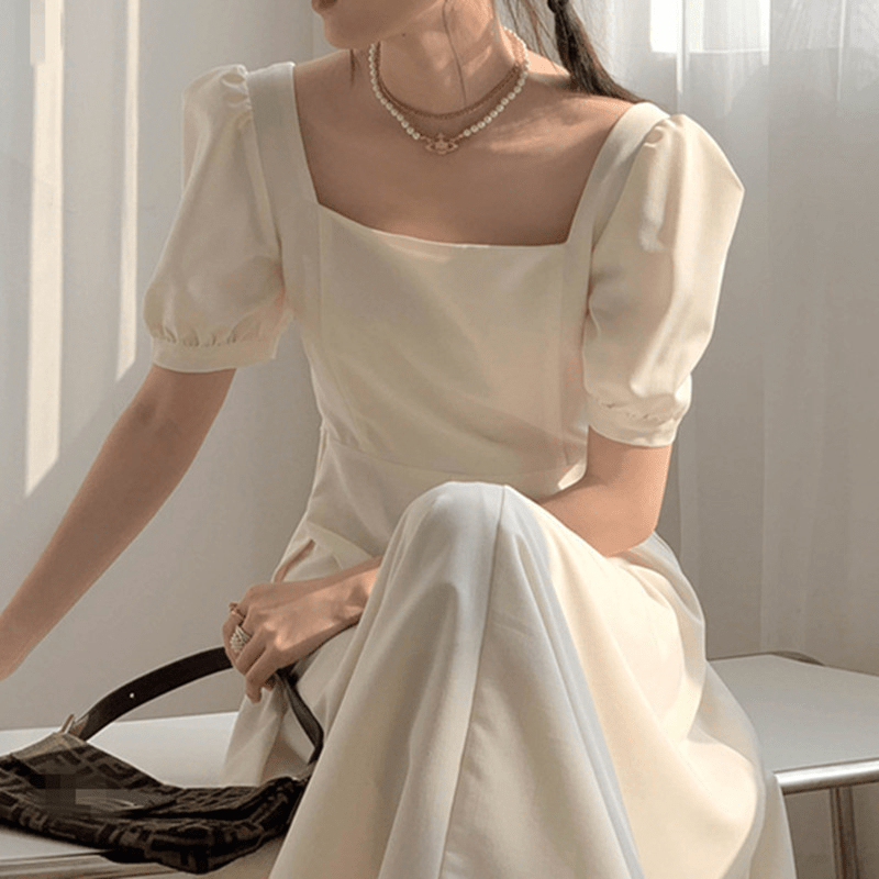 【2025春夏新作】フレンチクラシック・スクエアネックパフスリーブワンピース 2色展開 - select store mirror me【2025春夏新作】フレンチクラシック・スクエアネックパフスリーブワンピース 2色展開select store mirror meselect store mirror meホワイトS