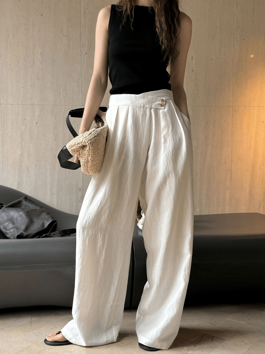 【2025春夏新作】ハイウエストデザインナチュラルワイドパンツ 2色展開 - select store mirror me【2025春夏新作】ハイウエストデザインナチュラルワイドパンツ 2色展開select store mirror meselect store mirror meホワイトS