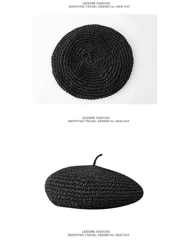 【2025春夏新作】 涼やか麦わら編みの夏ベレー帽  3色展開 - select store mirror me【2025春夏新作】 涼やか麦わら編みの夏ベレー帽  3色展開select store mirror meselect store mirror meブラック