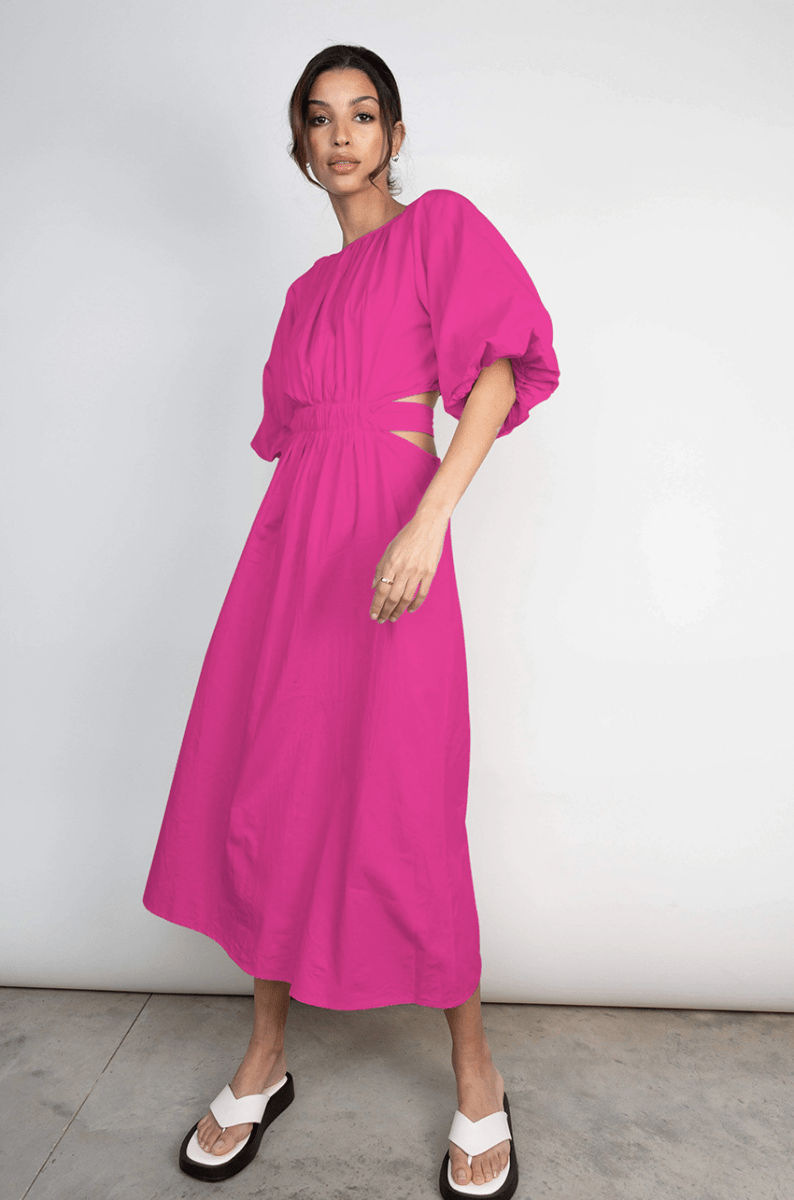 【2025春夏新作】カットアウトパフスリーブワンピース 4色展開 - select store mirror me【2025春夏新作】カットアウトパフスリーブワンピース 4色展開select store mirror meselect store mirror meピンクS