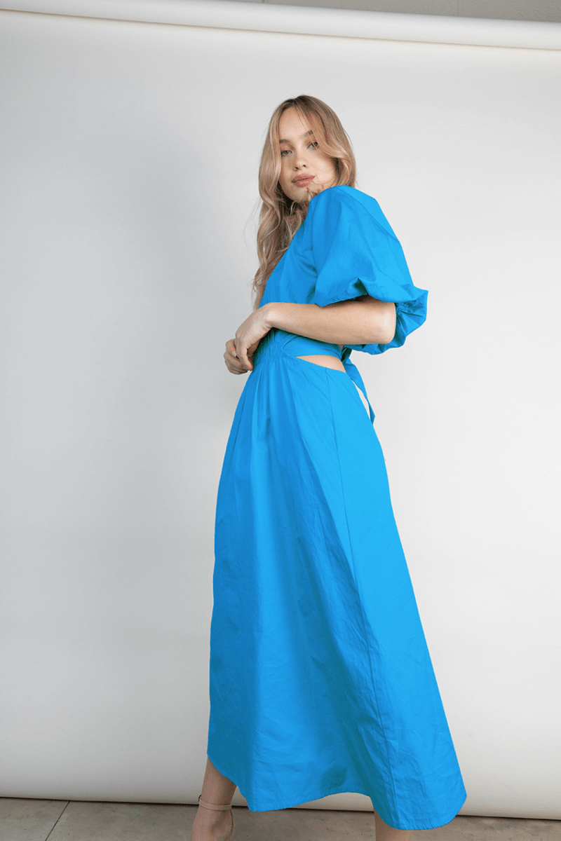 【2025春夏新作】カットアウトパフスリーブワンピース 4色展開 - select store mirror me【2025春夏新作】カットアウトパフスリーブワンピース 4色展開select store mirror meselect store mirror meブルーS